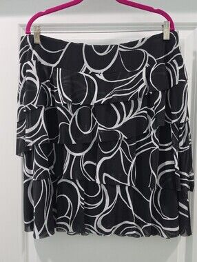 INC International Concepts Black & White Tiered Ruffle Skirt